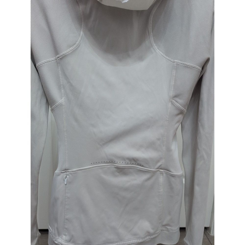 Lululemon Far and Free Jacket White Size 8 Hidden Hood Nulux Thumbholes Grip Hem - Picture 7 of 8